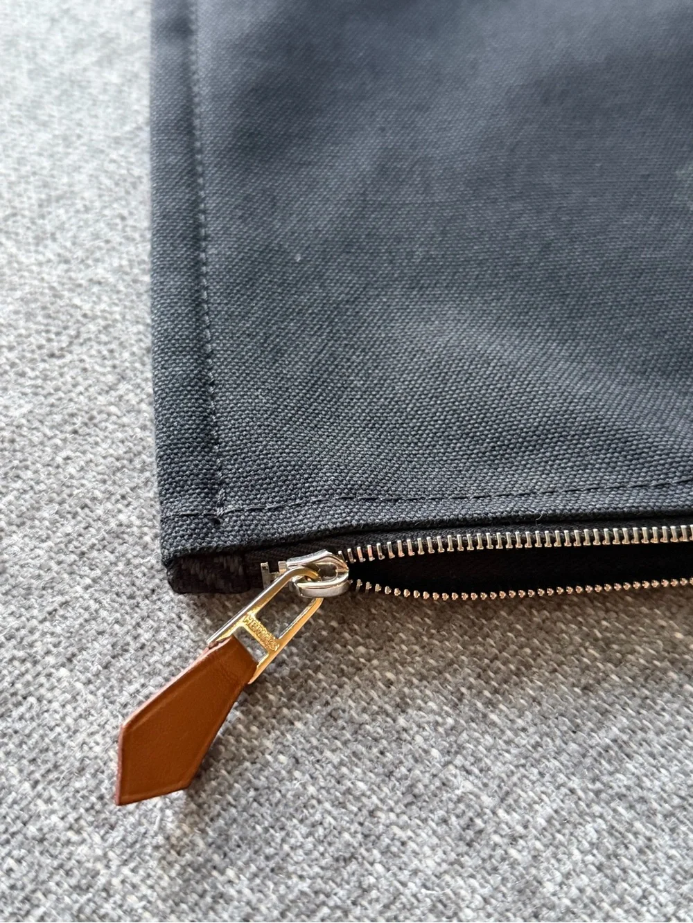 Hermes Bain Paris Black Cotton Cosmetic / Make-up / Toiletry / Pouch Bag